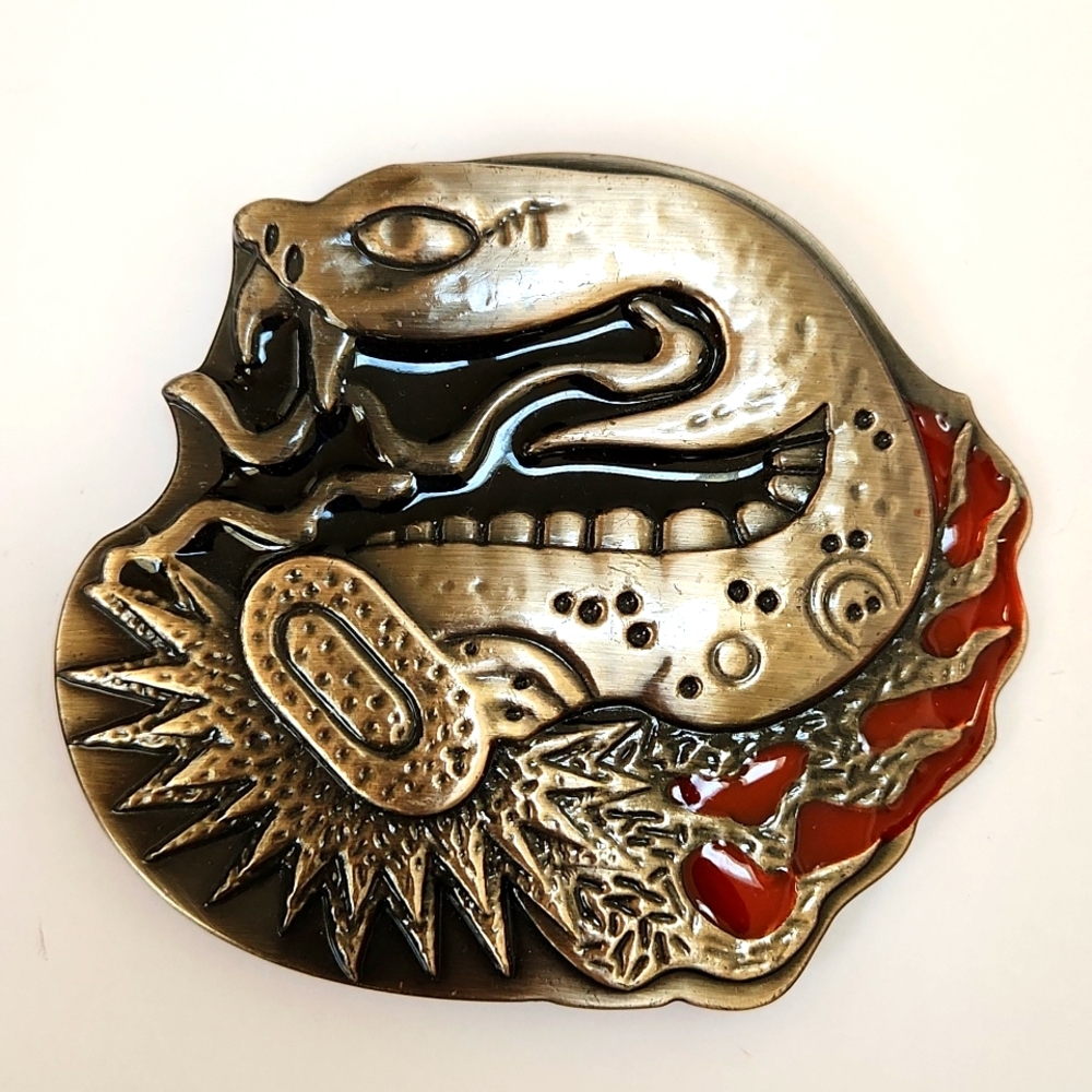 Large Rattle Snake Belt Buckle Biker Goth Core